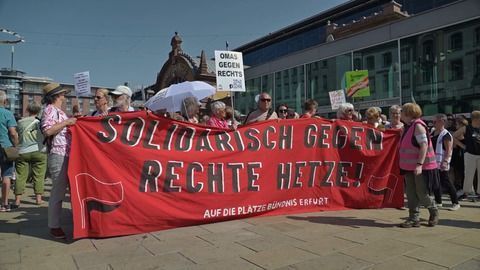 Einen Tag vor Landtagswahl: Tausende demonstrieren gegen die AfD in Erfurt