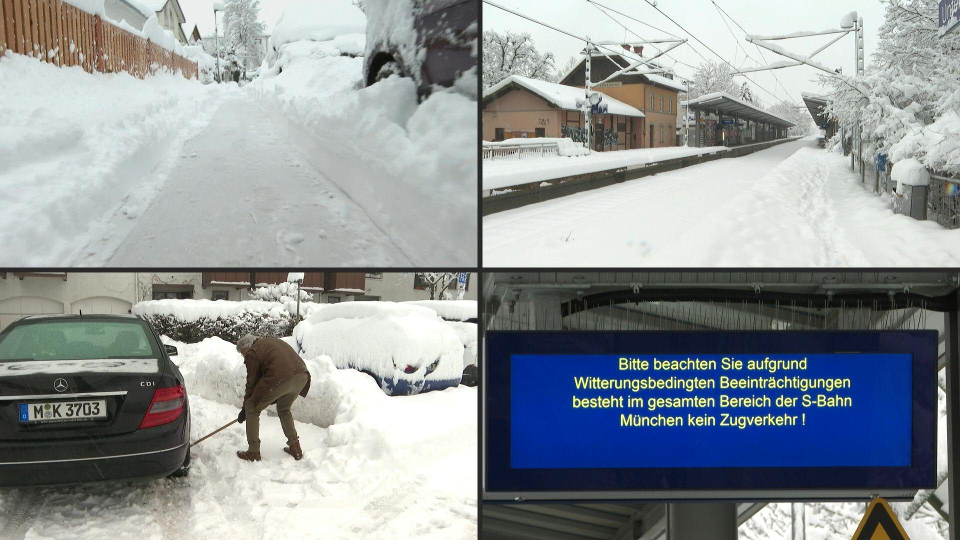 Heftiger Schneefall legt Bahn- und Flugverkehr in München lahm
