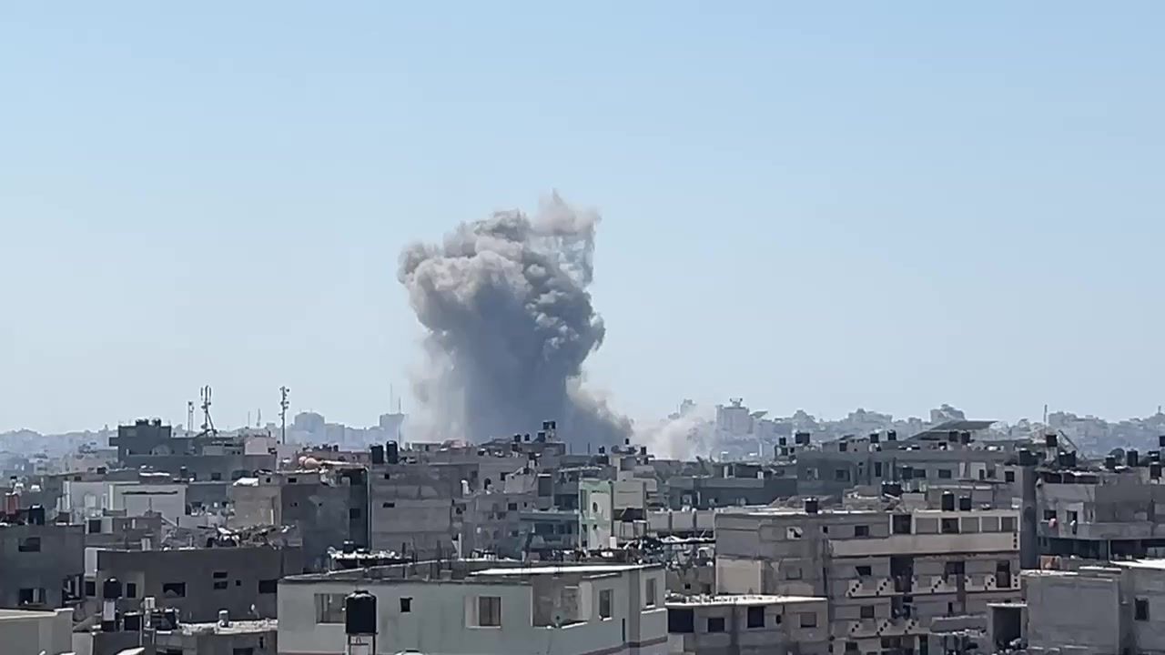 Plume of smoke rises over Jabalia in northern Gaza