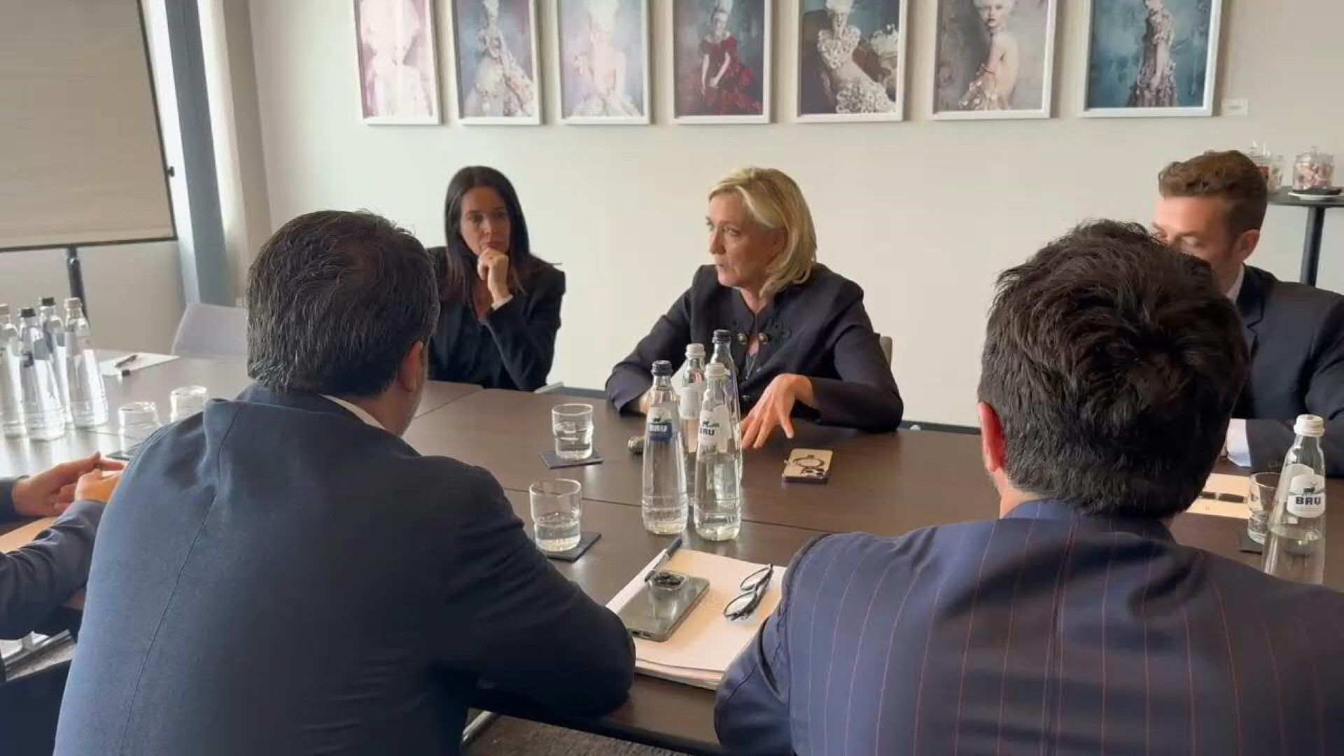 National Rally(RN)'s Le Pen meets head of Italy's anti-immigrant League party