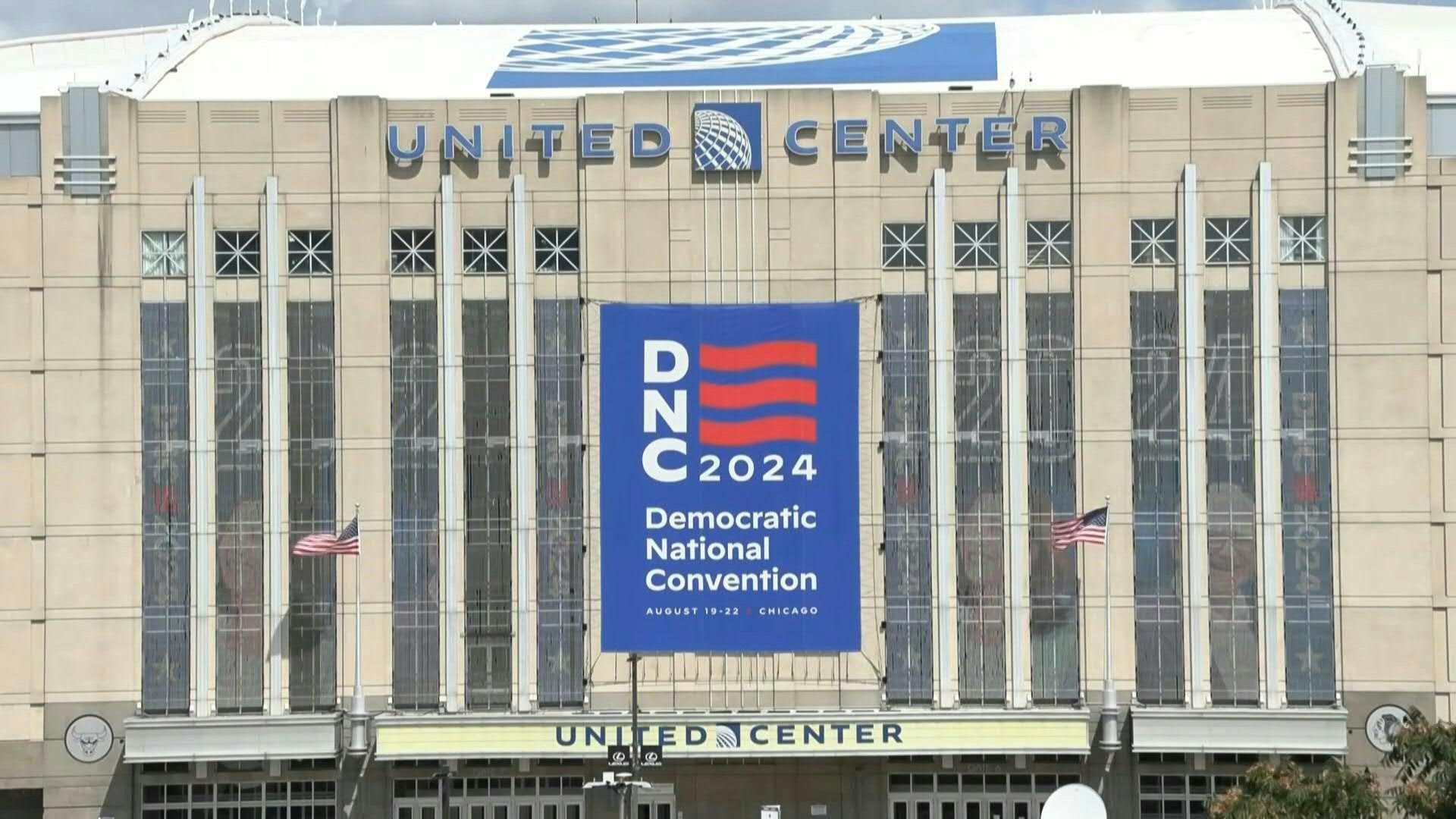 Images of United Center venue on Day 2 of Democratic National Convention