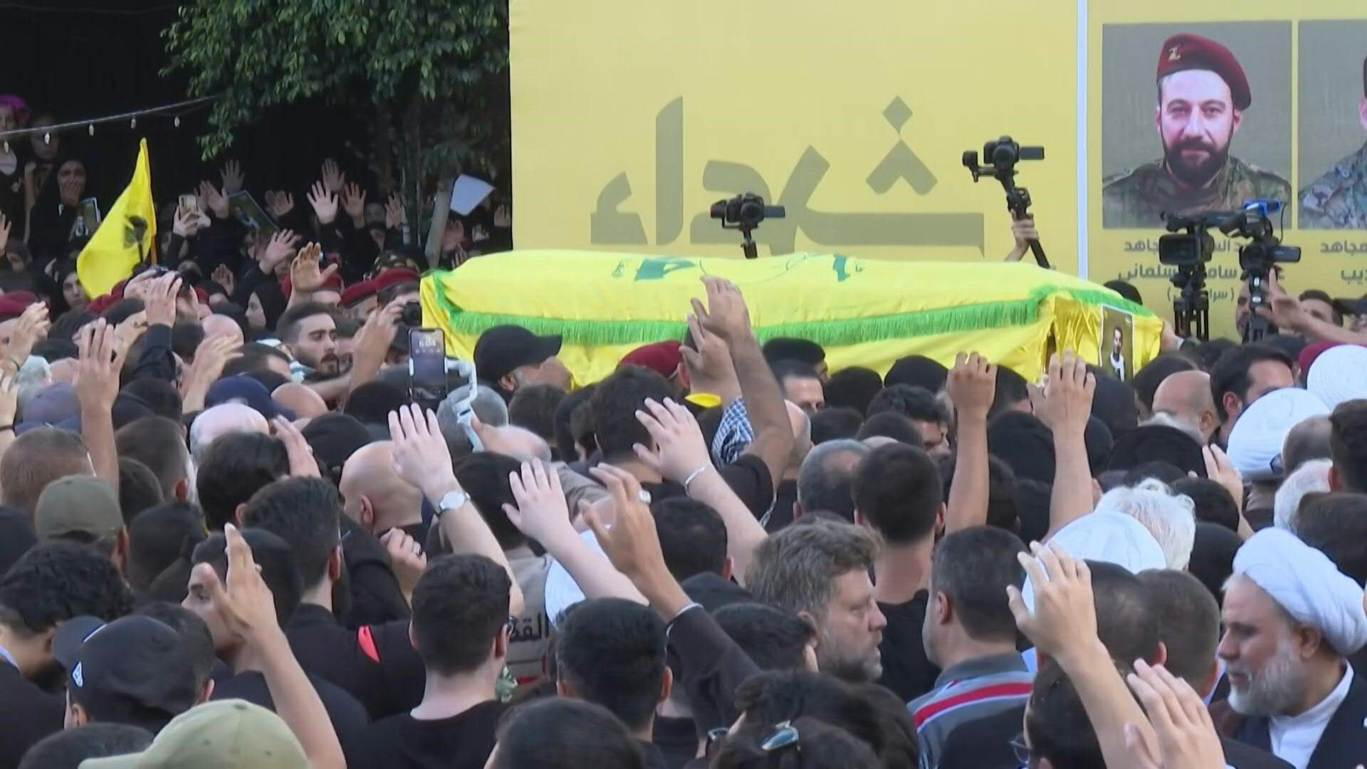 Hezbollah holds funeral for fighters killed in Israeli strike on Beirut's southern suburbs