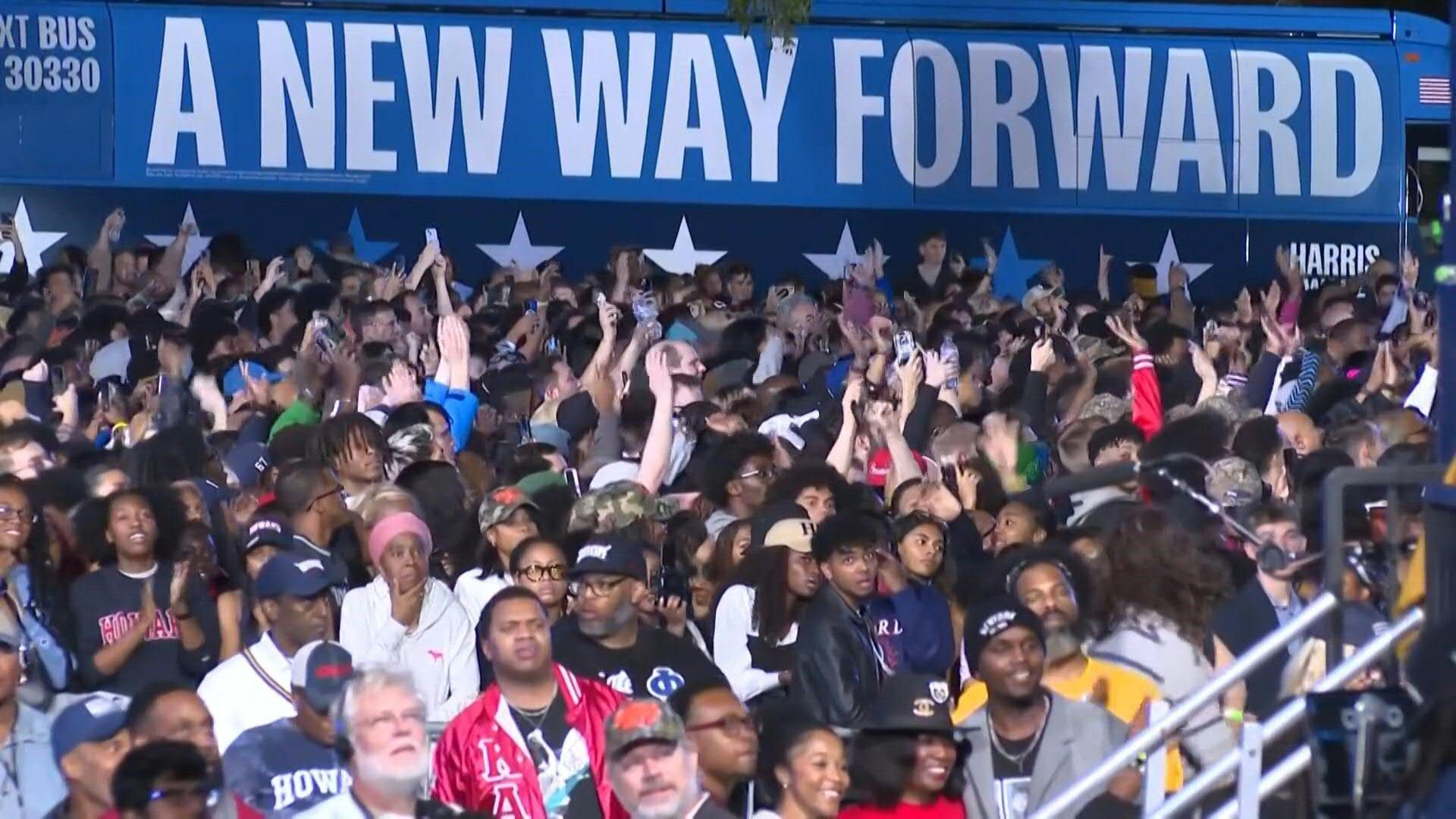 Harris supporters gather at Howard University on election night