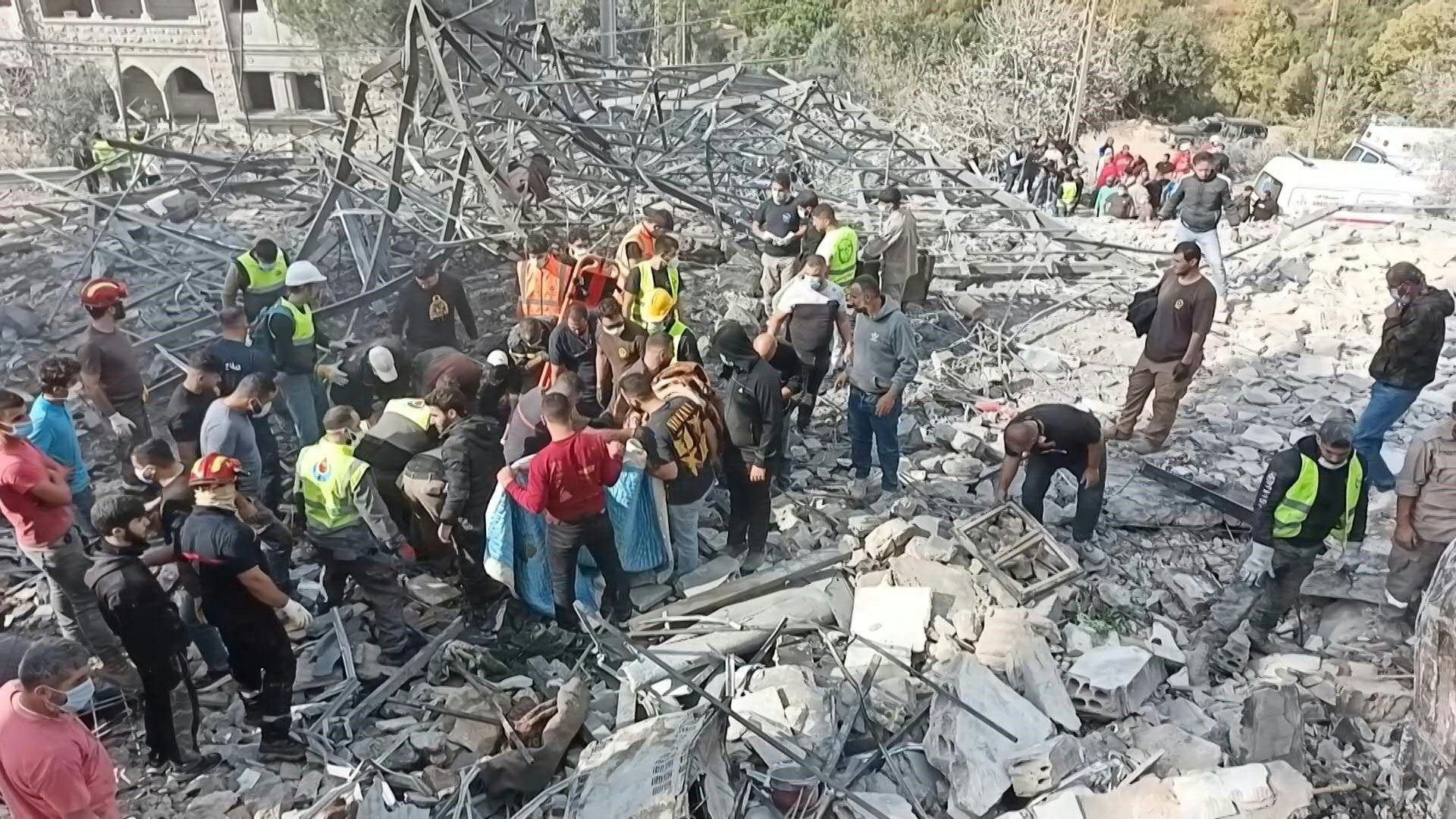 Rescuers at site of deadly Israeli strike north of Beirut