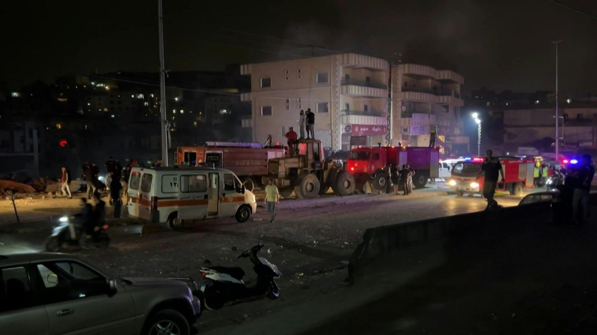 Aftermath of Israeli strike on a building in southern Lebanon