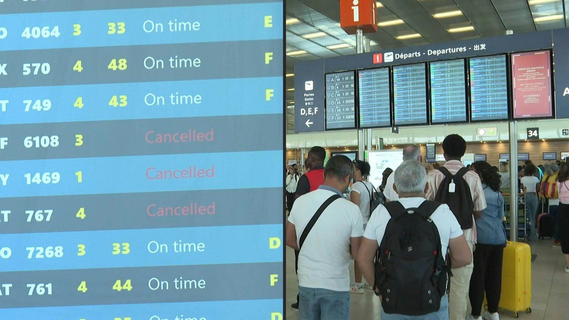 Second day of travel chaos as French air traffic controllers strike