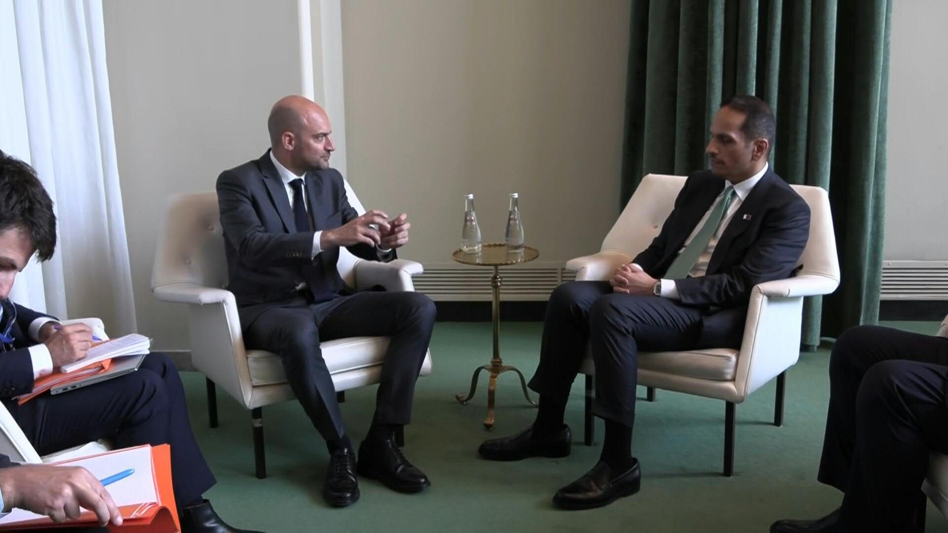 French Foreign Minister Barrot meets with Qatari Prime Minister Al Thani at UN conference