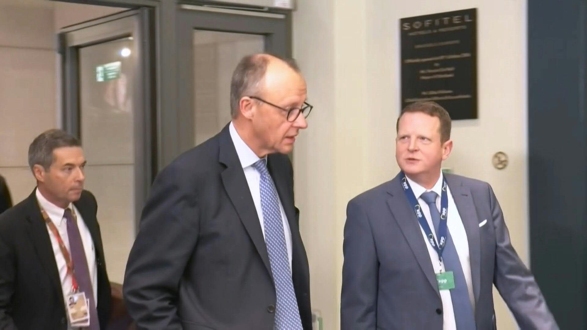 Merz, von der Leyen and Metsola arrive for pre-summit meeting