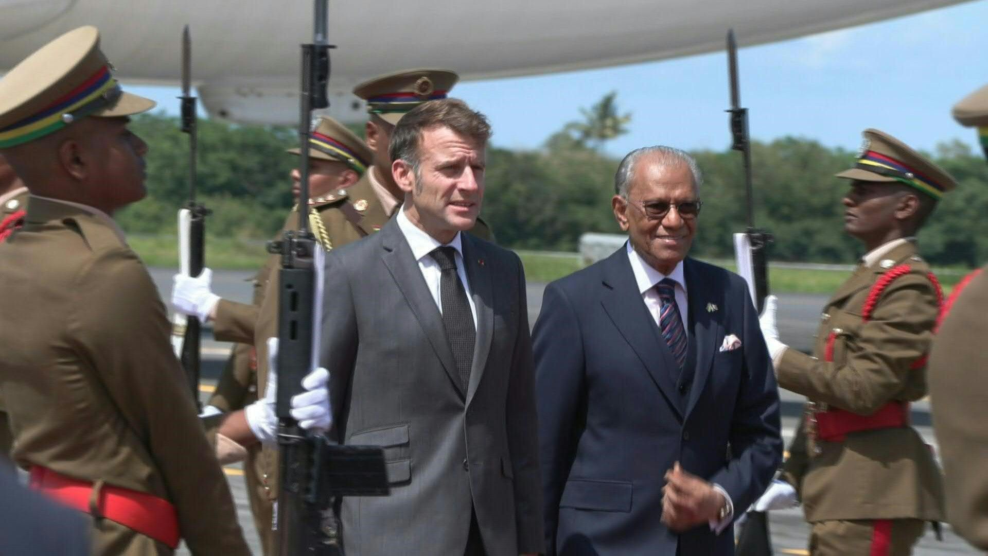Macron lands in Mauritius as he begins African tour