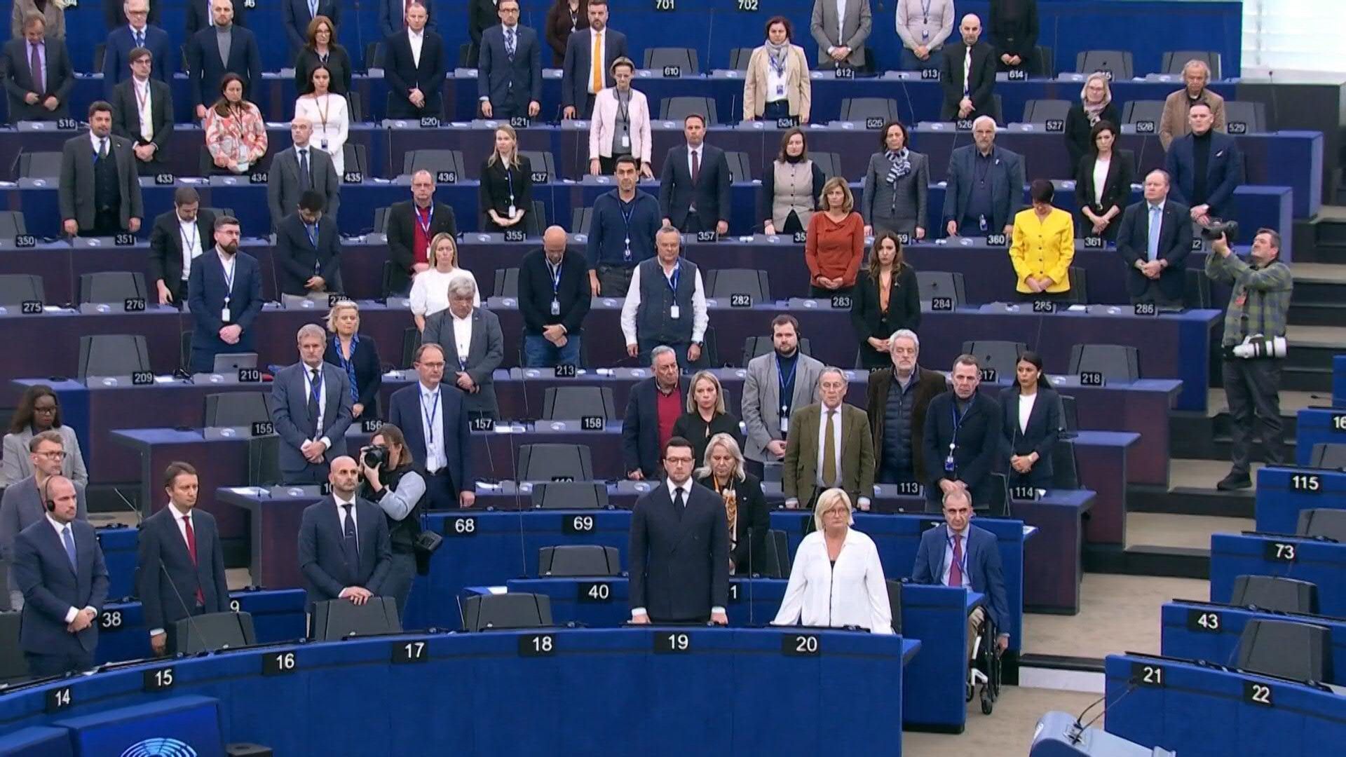 European MPs observe a minute's silence for a man killed in Marseille