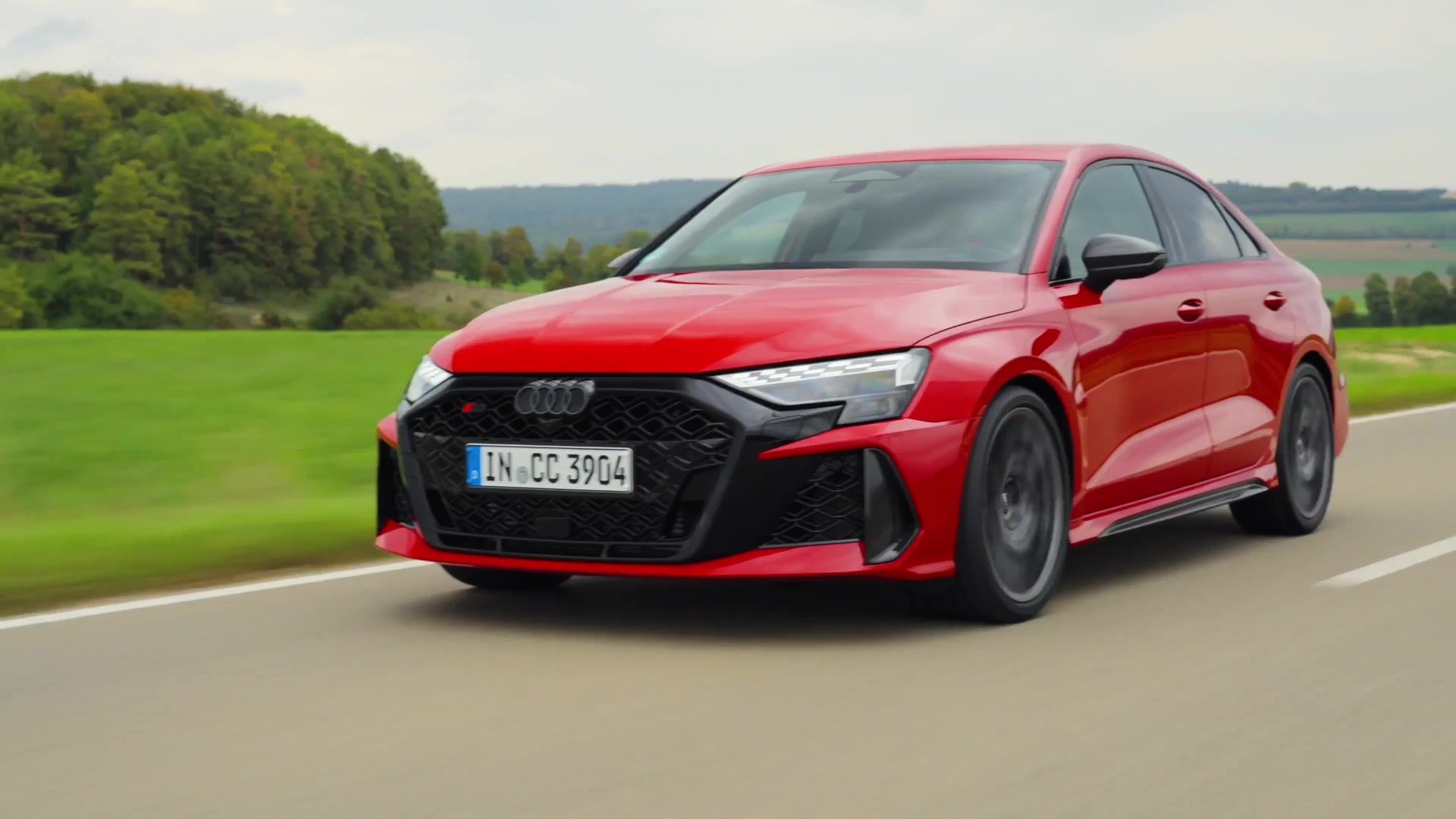 Audi RS 3 Sedan in Red Driving Video