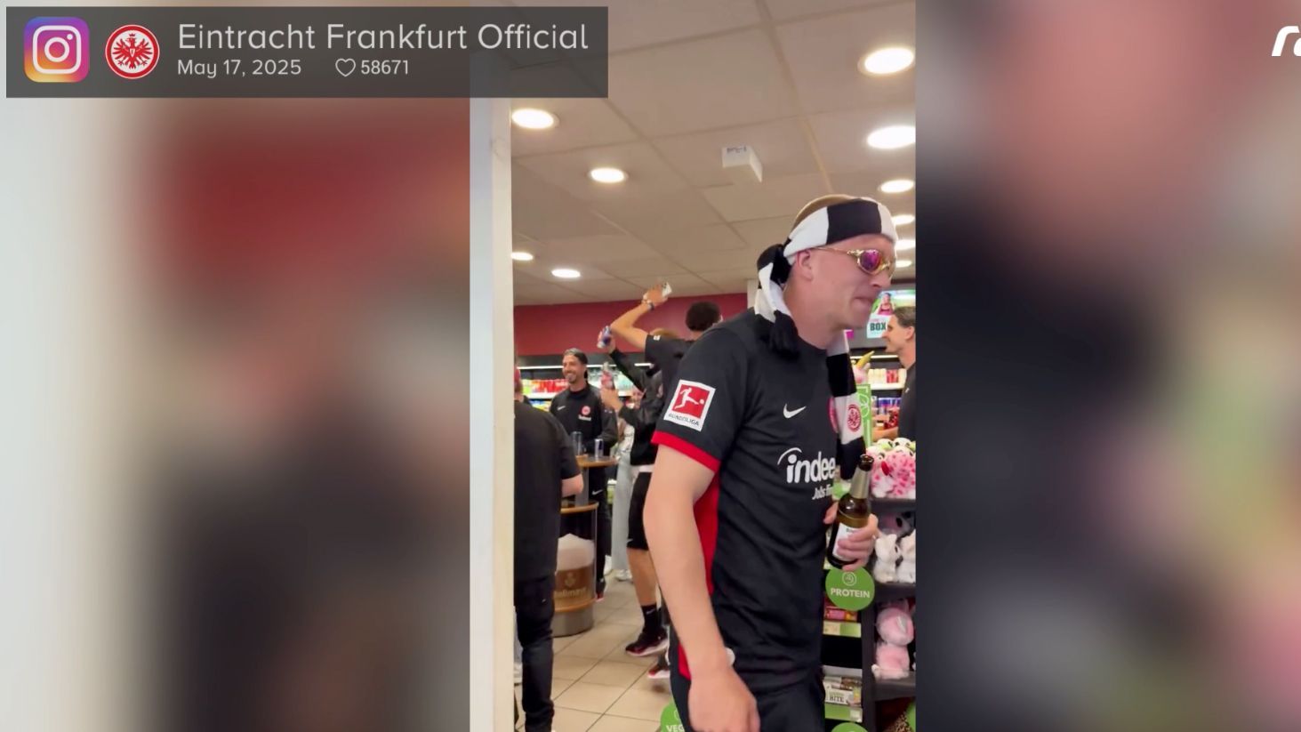 Eintracht Frankfurt: SGE feiert Party in Tankstelle
