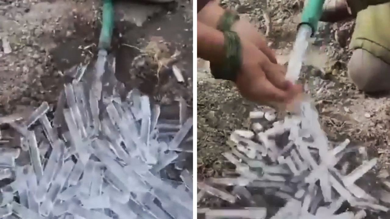 Wasser gefriert sofort – Schlauch wird zur Eismaschine