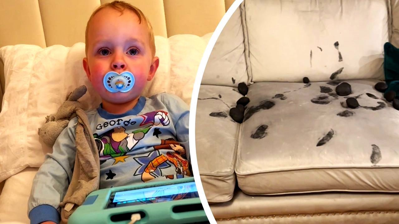 Video: Kleiner Künstler: Zweijähriger tobt sich mit Kohle auf dem Sofa aus