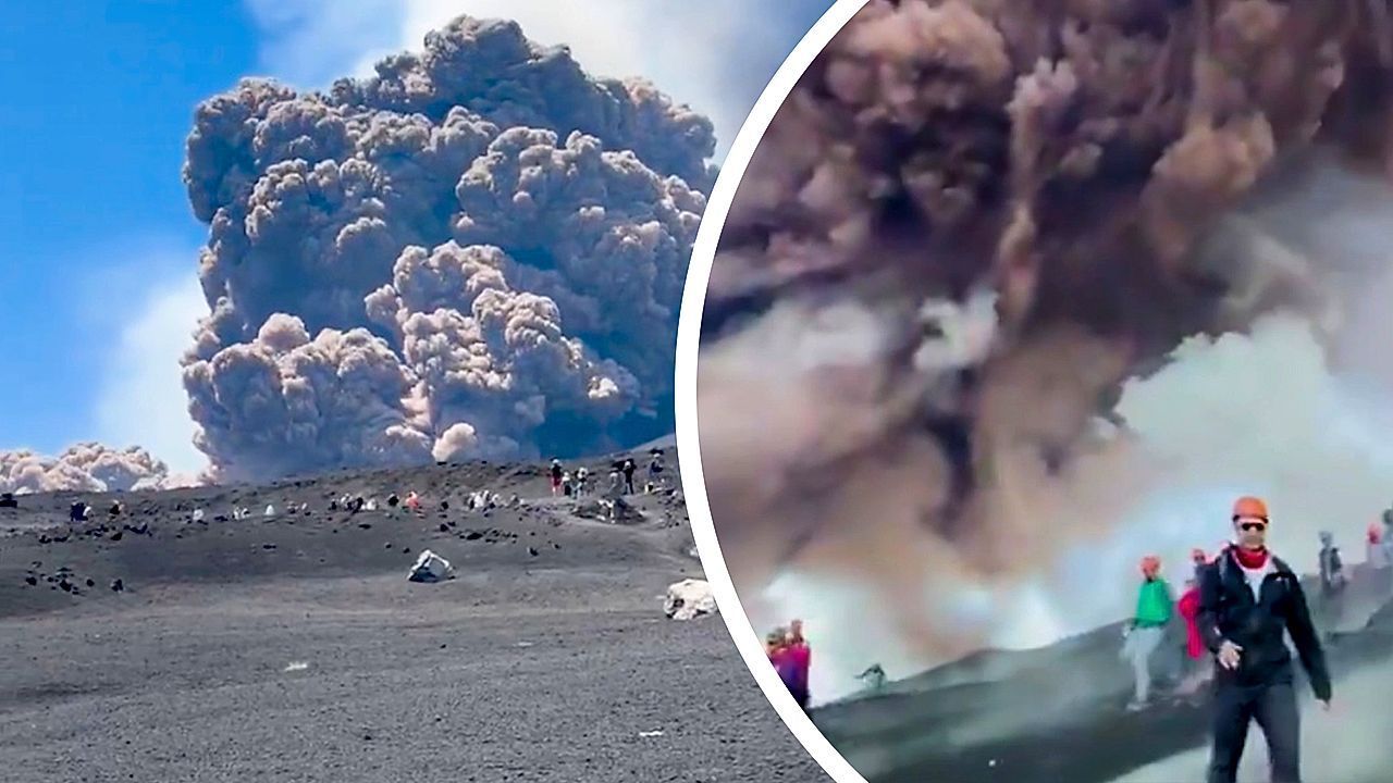 Touristen fliehen: Vulkan Ätna spuckt kilometerhohe Aschewolke