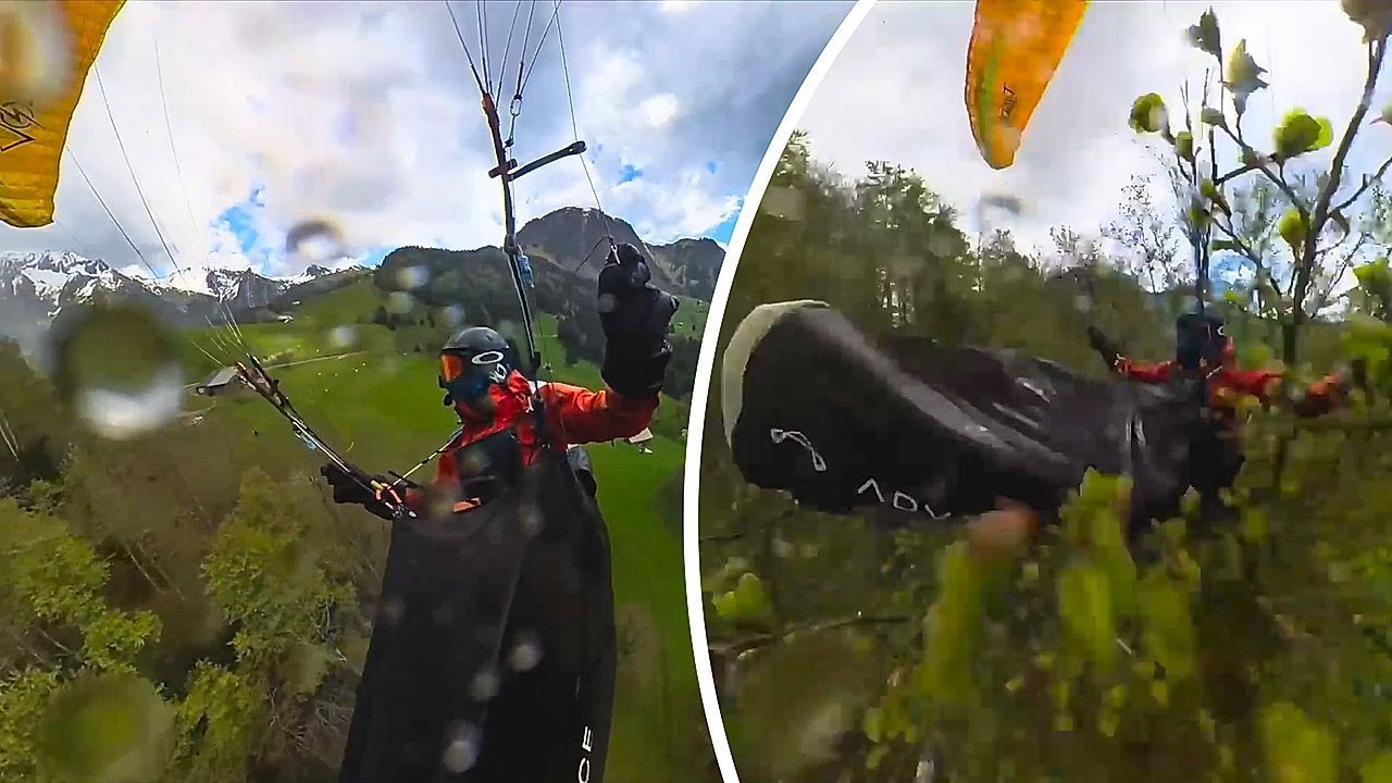 Dramatischer Sturz in den Alpen: Paraglider legt Bruchlandung im Wald hin