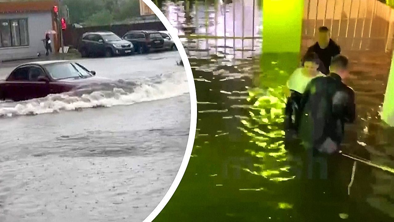Metropole versinkt im Regen: Chaos auf Moskaus Straßen