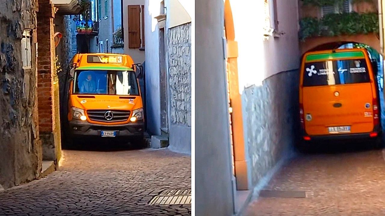 Video: Nichts für Anfänger: Bus zwängt sich durch winzige Gasse in Italien