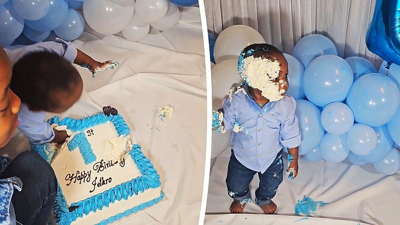 Adorable photoshoot: One-year-old ruins birthday cake with hilarious faceplant