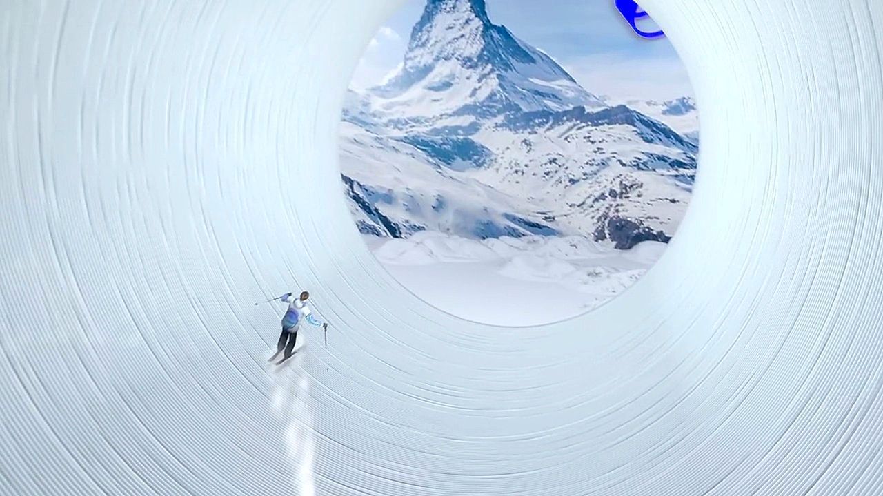 Giant snow tunnel 'hamster wheel' offers skiers endless mountain experience