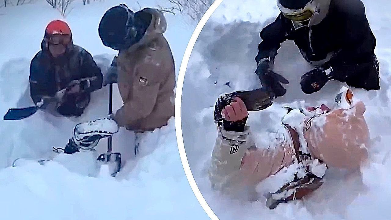 Video: Friends rescue skier buried upside down in avalanche