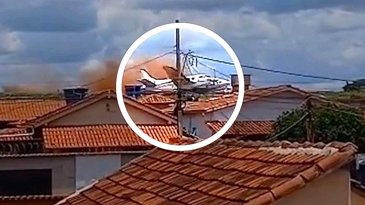 Video: Plane blasts off runway and crashes near homes after sudden mechanical failure
