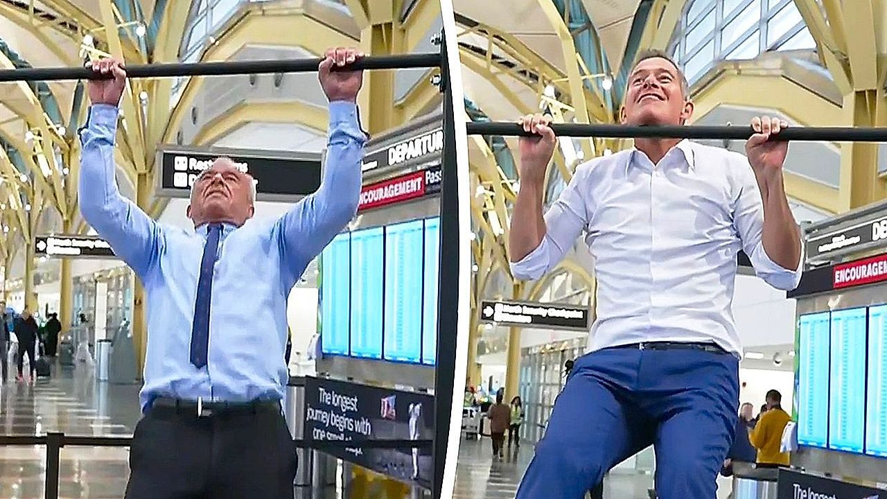 RFK-Jr-and-secretary-Sean-Duffy-do-pull-ups-in-Washington-DC-airport