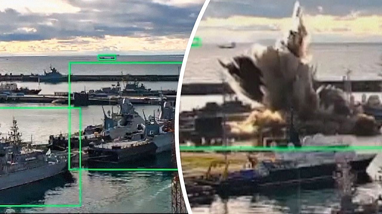 Video: Explosion in russischem Marinehafen: Ukraine soll U-Boot gesprengt haben