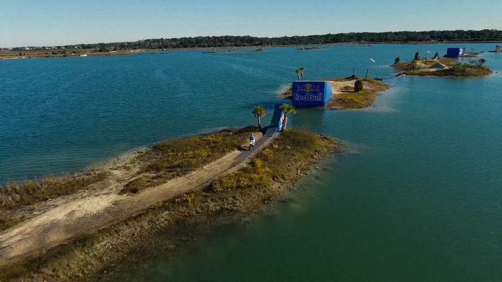 Island hopping! Freeride motocross star Tyler Bereman clears massive gaps over Floridian waters with no safety net