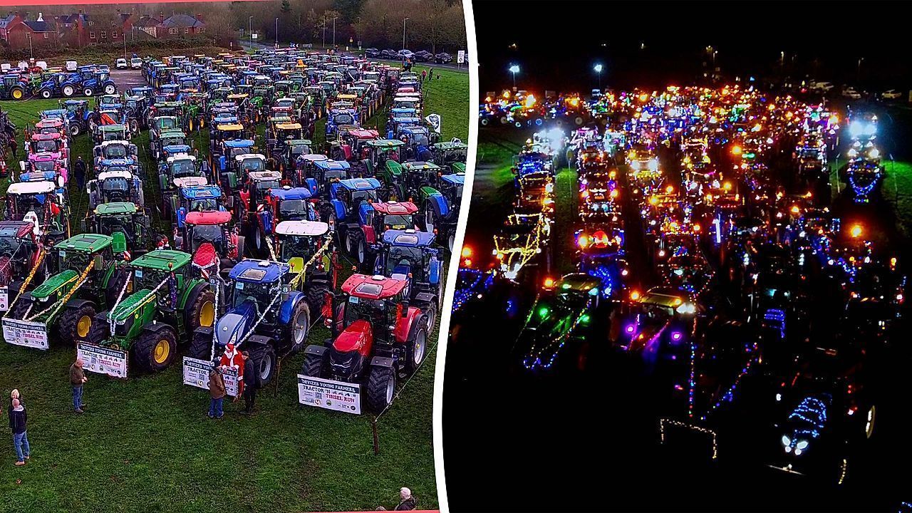 Video: Seasonal scenes as over 200 tractors take part in Christmas celebration