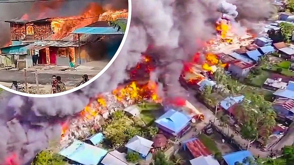 Hunderte Häuser fingen Feuer: Großbrand erfasst Siedlung in Indonesien