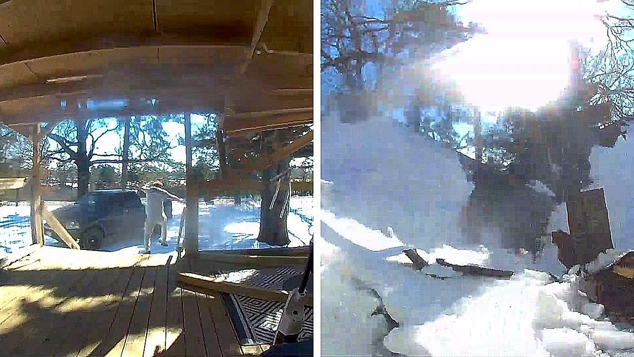 Video: Arkansas man escapes seconds before snow-weighted porch collapses