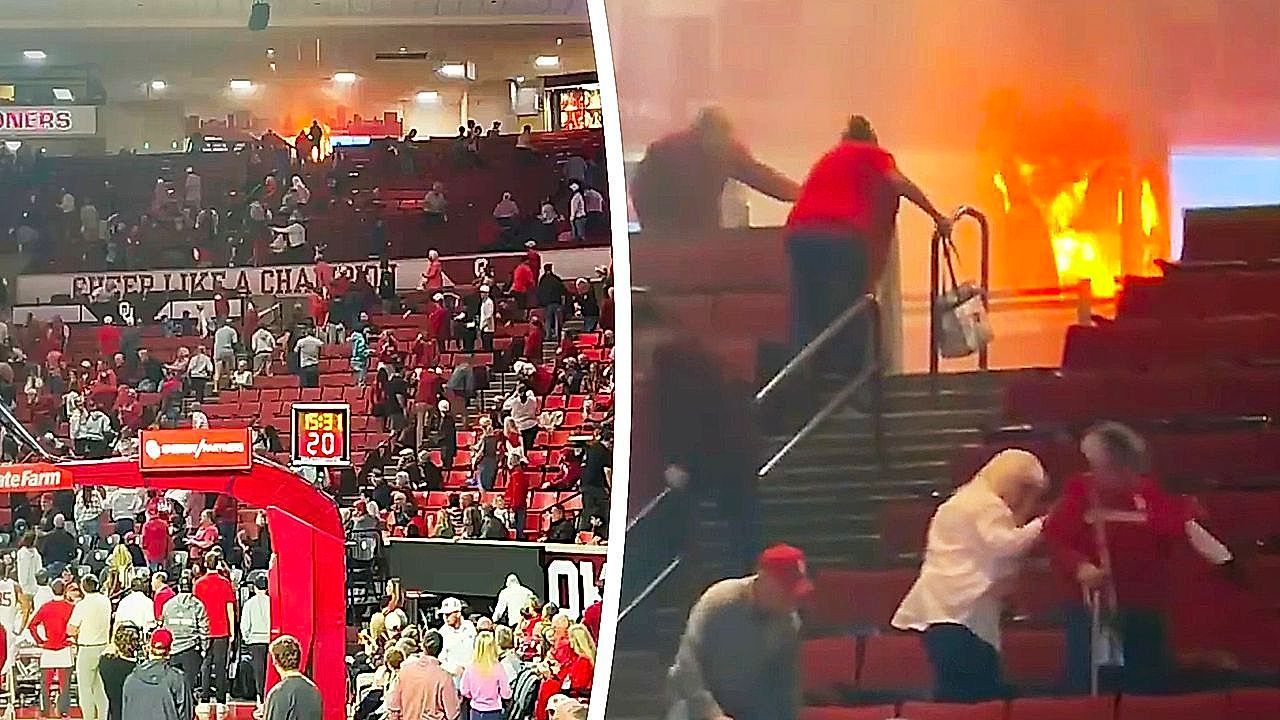 Video: Popcorn stand surprise sparks chaos at basketball game