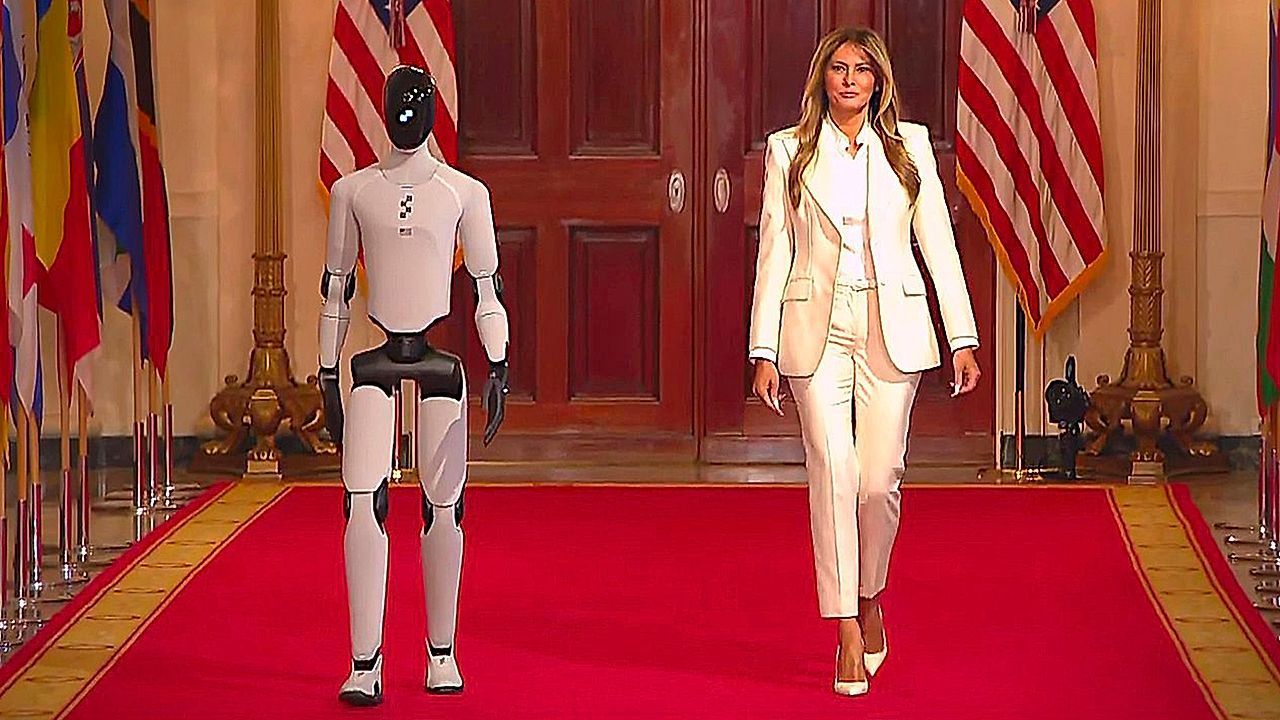 Video: Roboter im Weißen Haus: Melania kommt mit Humanoid zu Tech-Gipfel