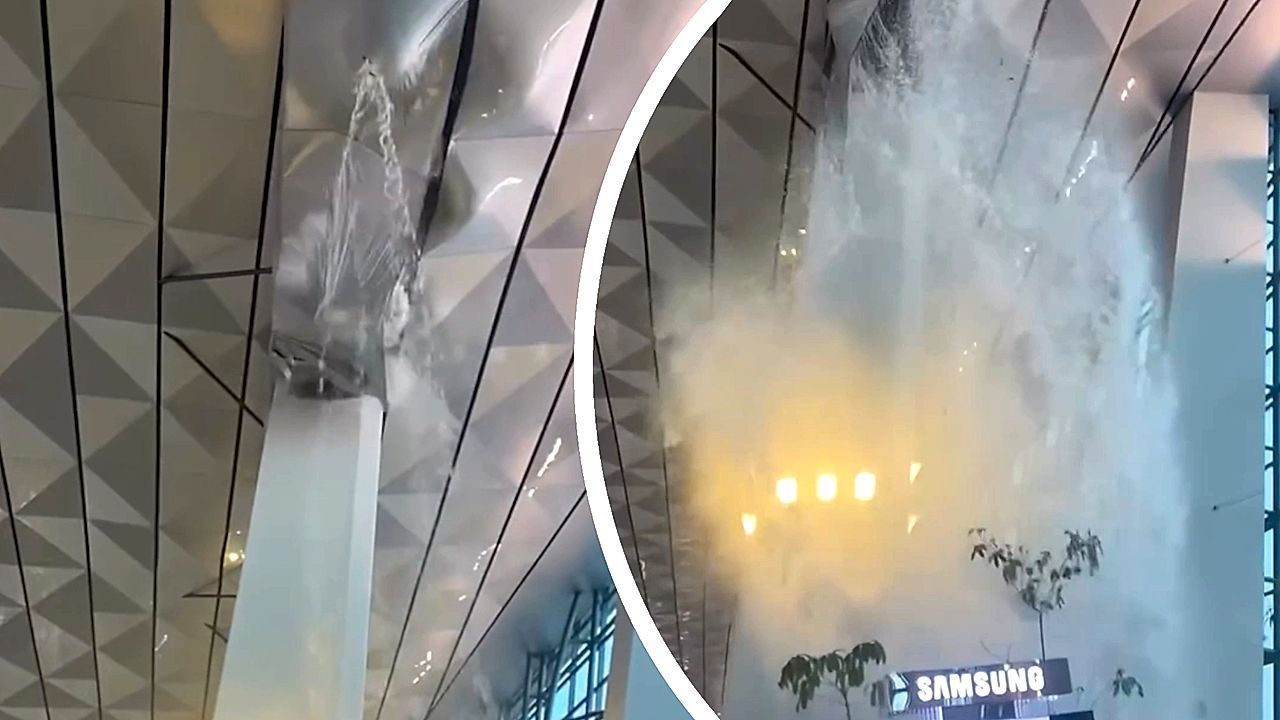 Video: Chaos at the airport! Part of the roof at Terminal 3 in Jakarta collapses due to heavy rain