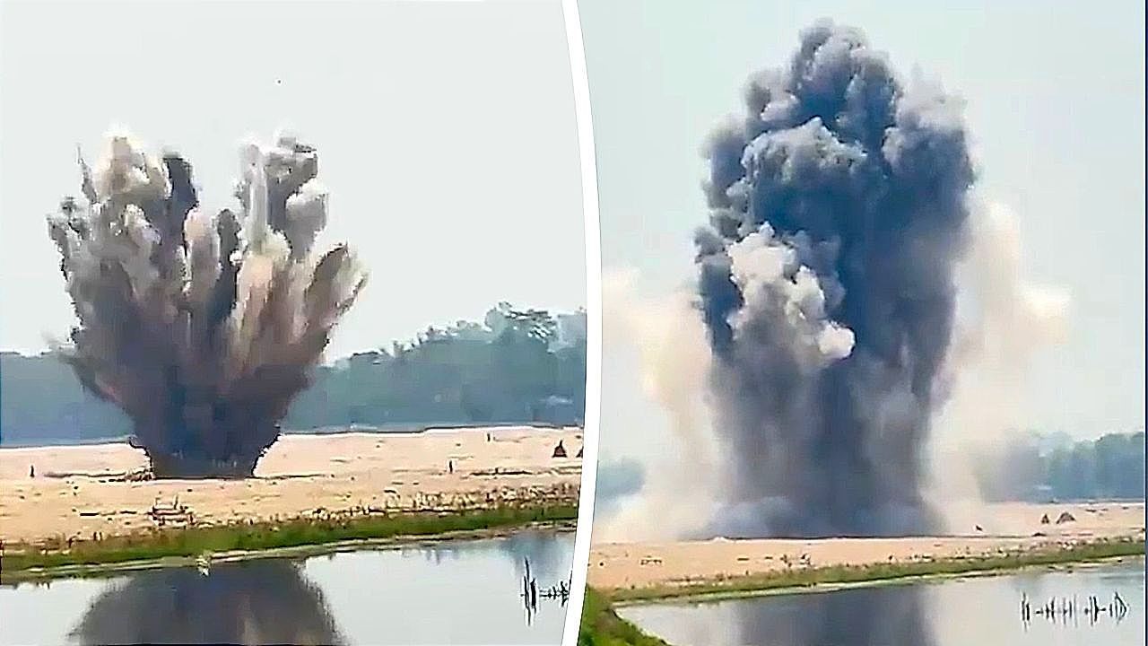 Video: Buried WW-II bomb triggers major operation along riverbank