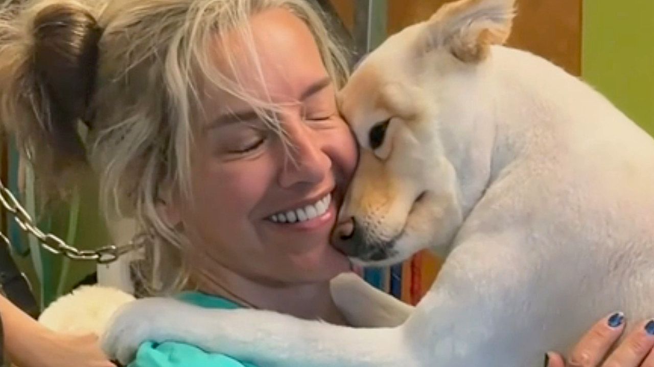 Kuscheln-statt-Fellpflege-H-ndin-umarmt-ihre-Hundefriseurin
