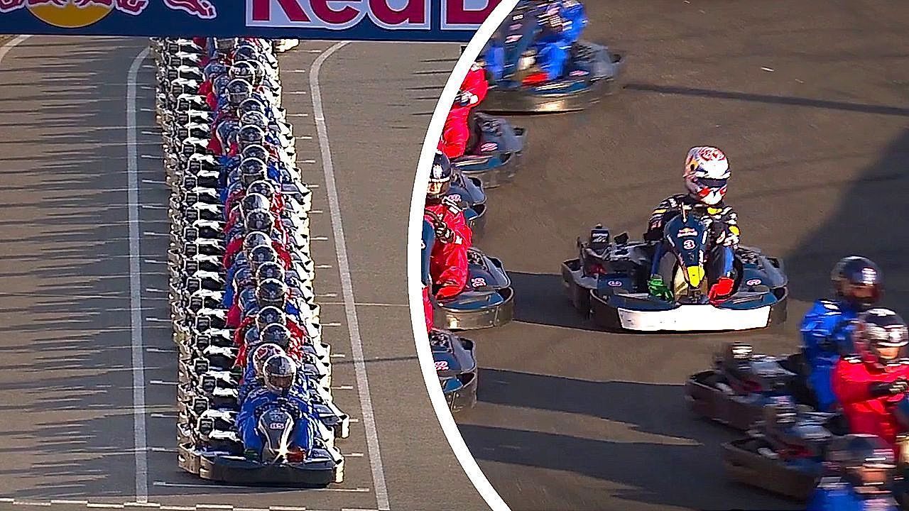 Video: Einer gegen 100: Max Verstappen räumt Go-Kart-Feld von hinten auf