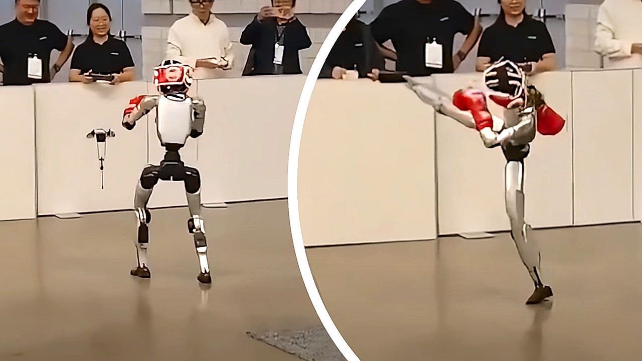 Video: Kampfansage per Tritt: Roboter kickt Drohne quer durch den Saal