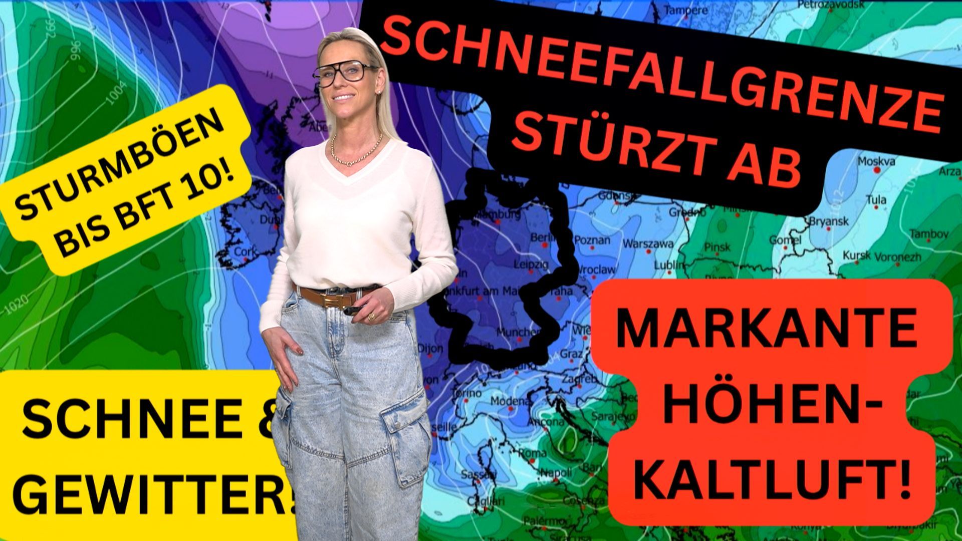 Video: Deutschland droht jetzt ein heftiger Wintereinbruch: schwerer Sturm, Graupelgewitter und viel Schnee