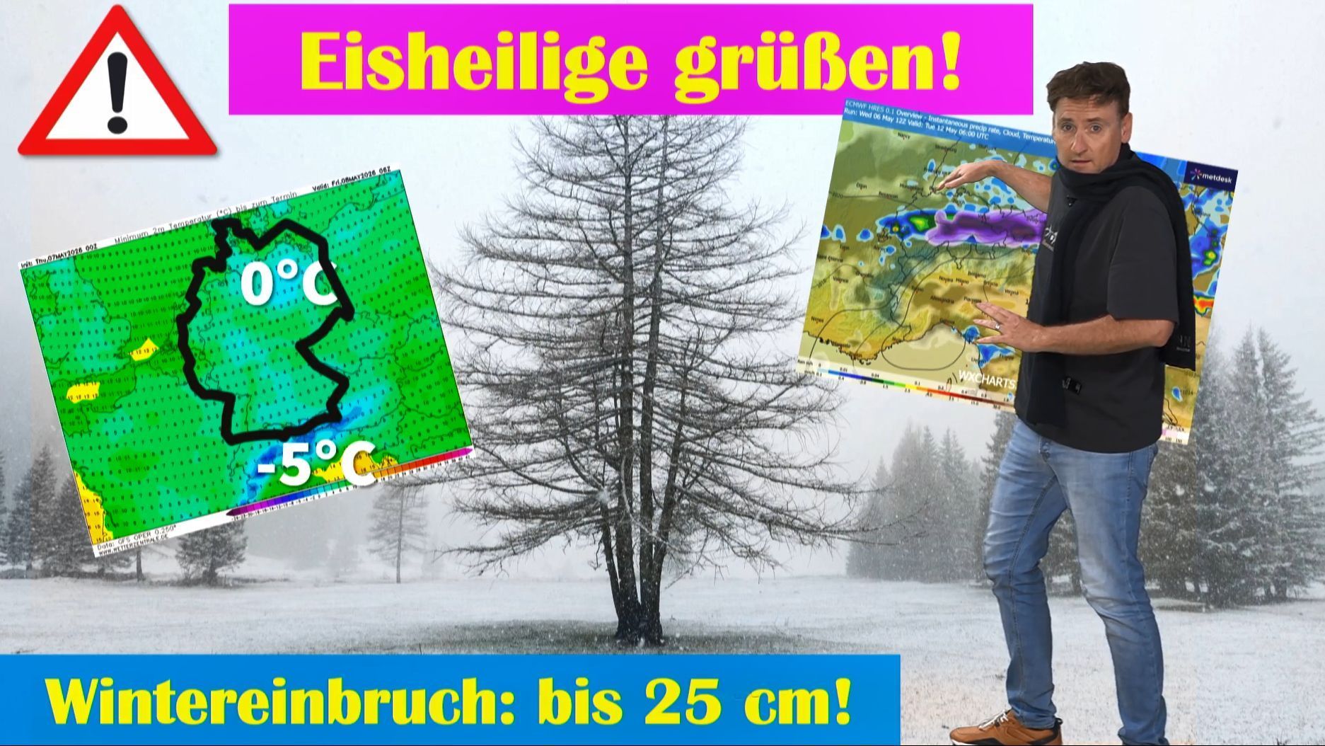 Video: Wen trifft der Eisheiligen-Hammer? 25 cm Schnee im Mai – Wettersturz vor Himmelfahrt