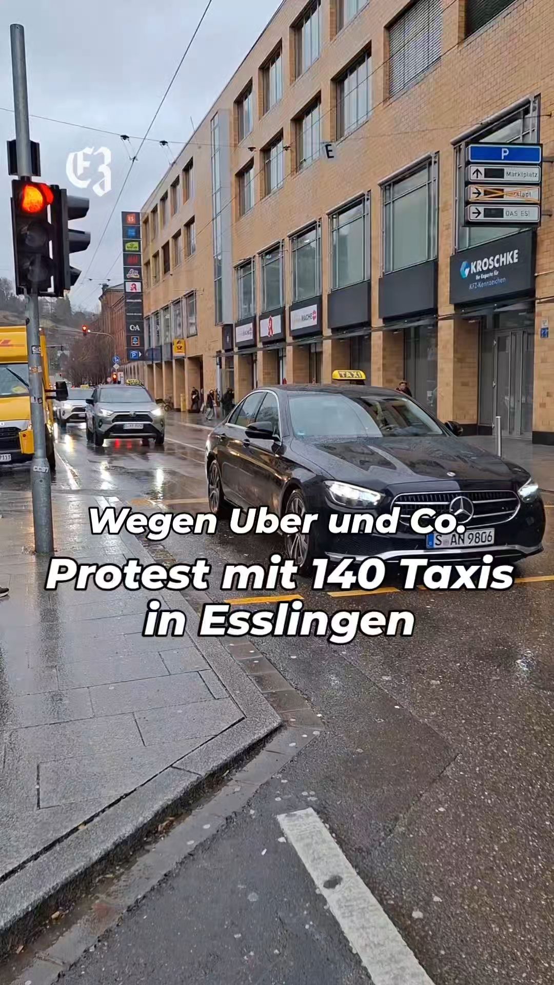 Video: Demonstration mit 140 Taxis in Esslingen
