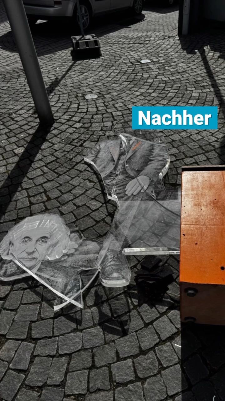 Video: Vandalismus in Ulm: Unbekannte zerstören Einstein-Selfie-Point