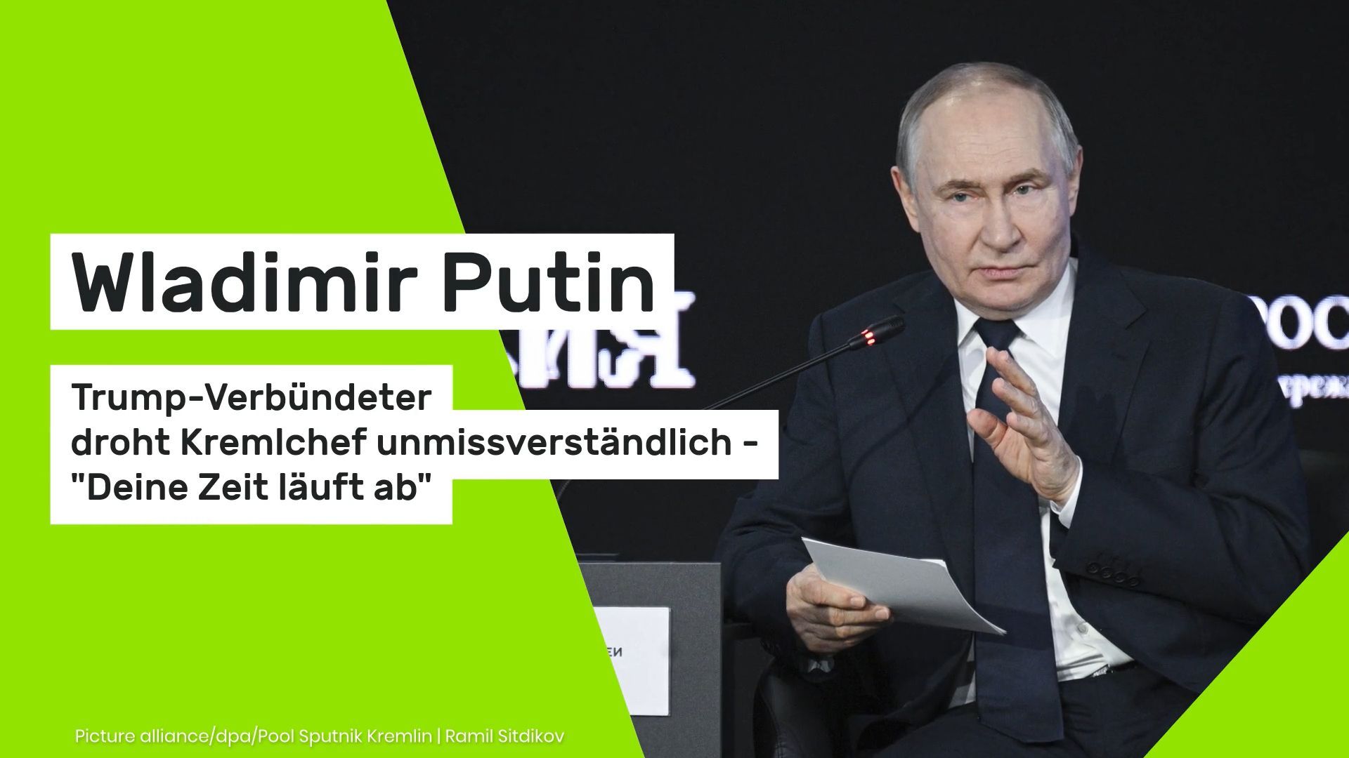 Video: Wladimir Putin: Trump-Verbündeter droht Kremlchef unmissverständlich: "Deine Zeit läuft ab"