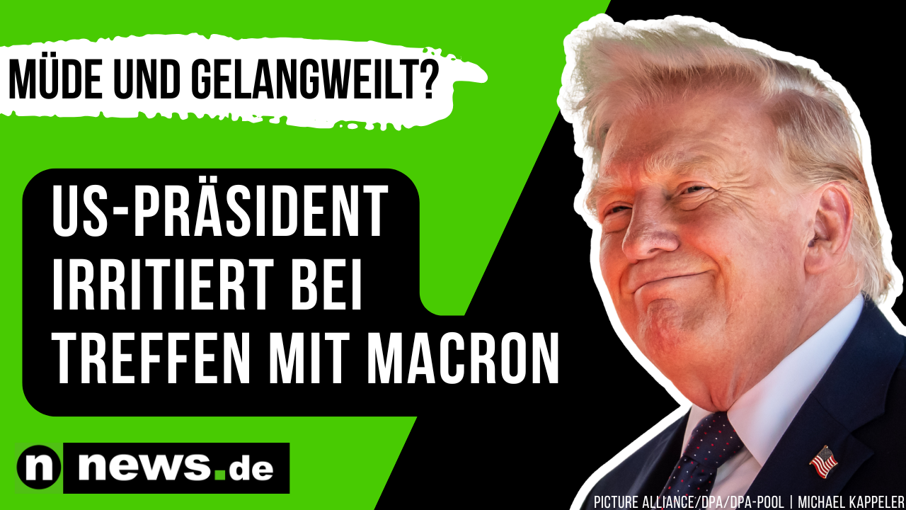 Video: Donald Trump: Heiser, müde und gelangweilt? US-Präsident irritiert bei Treffen mit Macron