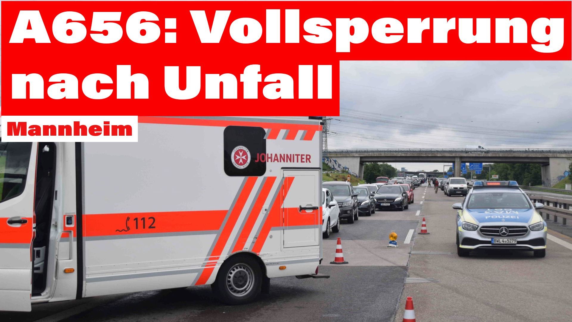 Verkehrsunfall führte zu Vollsperrung der A656 bei Mannheim