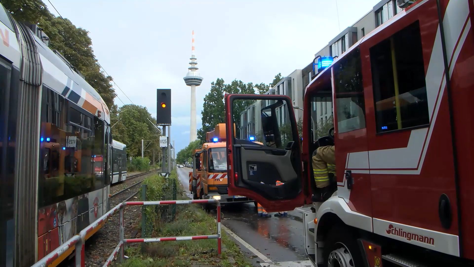 Video: Unwetter über Mannheim - Baum stürzt auf fahrende Straßenbahn