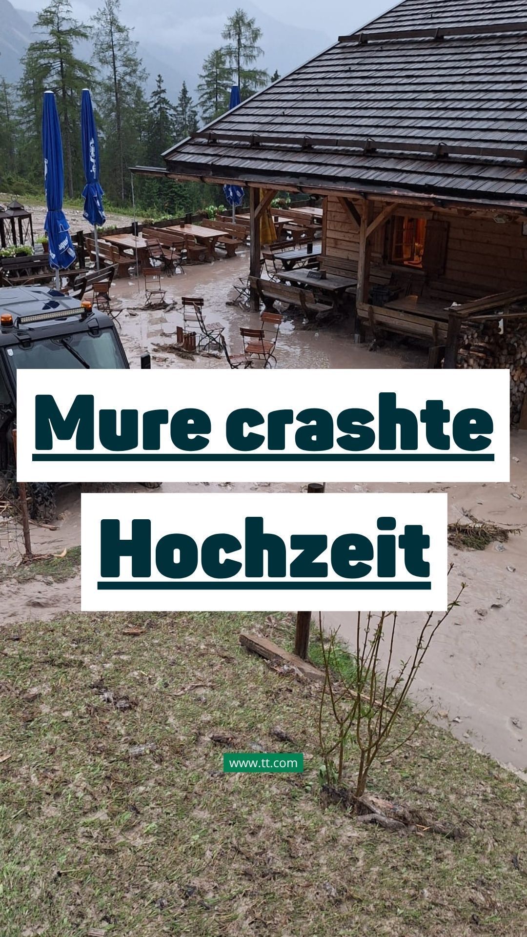 Video: Gäste evakuiert: Mure crashte Hochzeit in Tirol