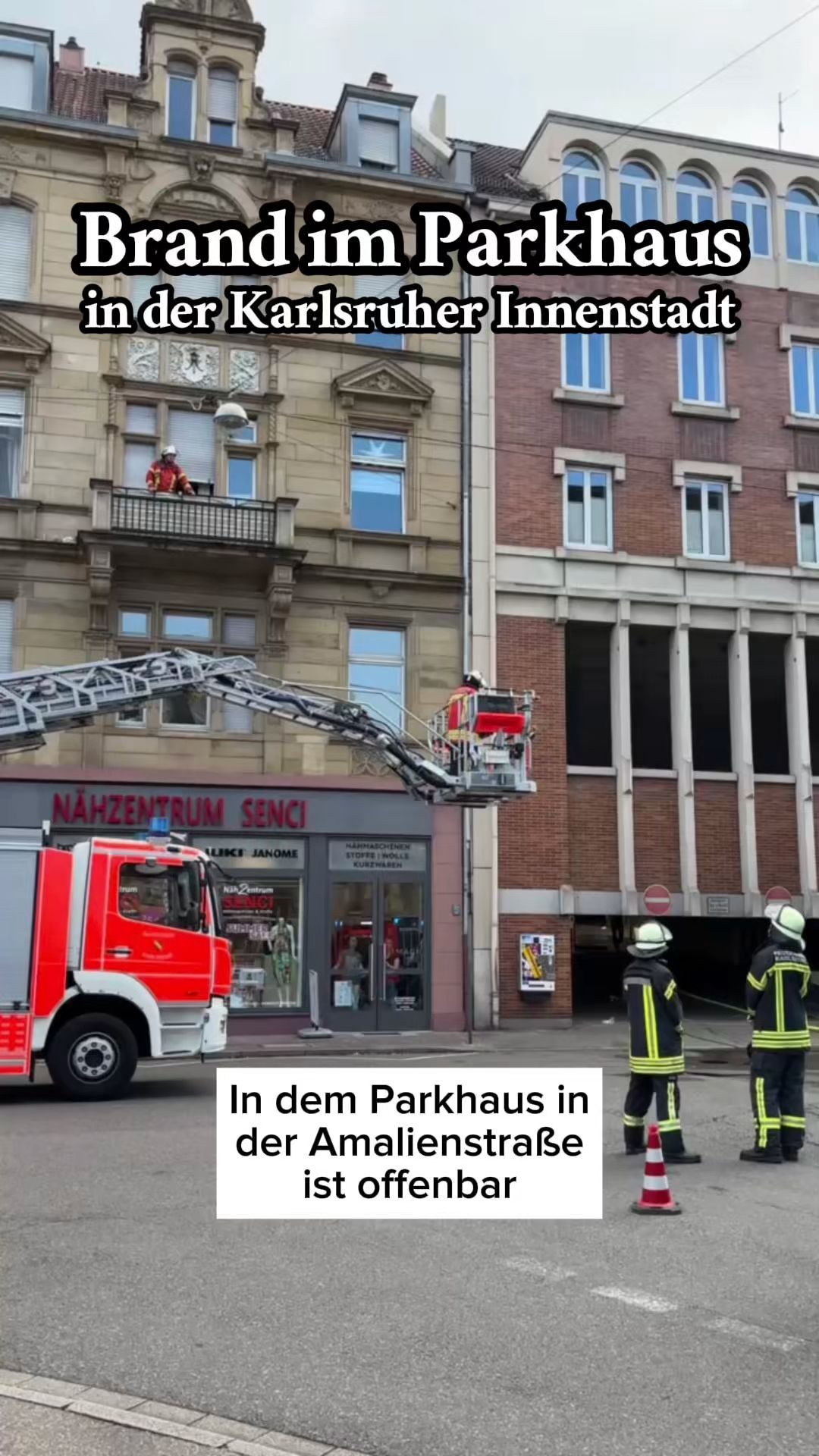 Video: Großeinsatz in der Karlsruher Innenstadt: Brand im Parkhaus in der Amalienstraße