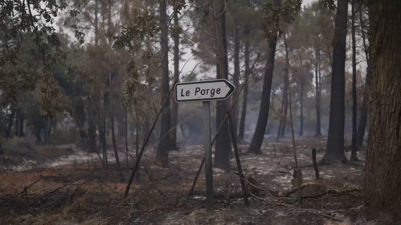 Video: Frankreich: Waldbrände hinterlassen Spur der Verwüstung im Südwesten Frankreichs